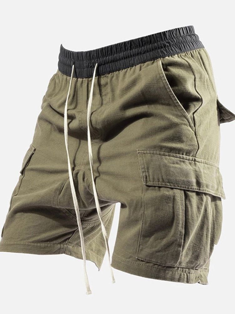 Short Décontracté À Lacets Et Poche Unie Pour Hommes