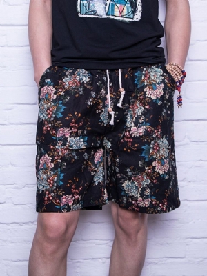 Short Décontracté À Lacets À Fleurs Et À Lacets Pour Hommes