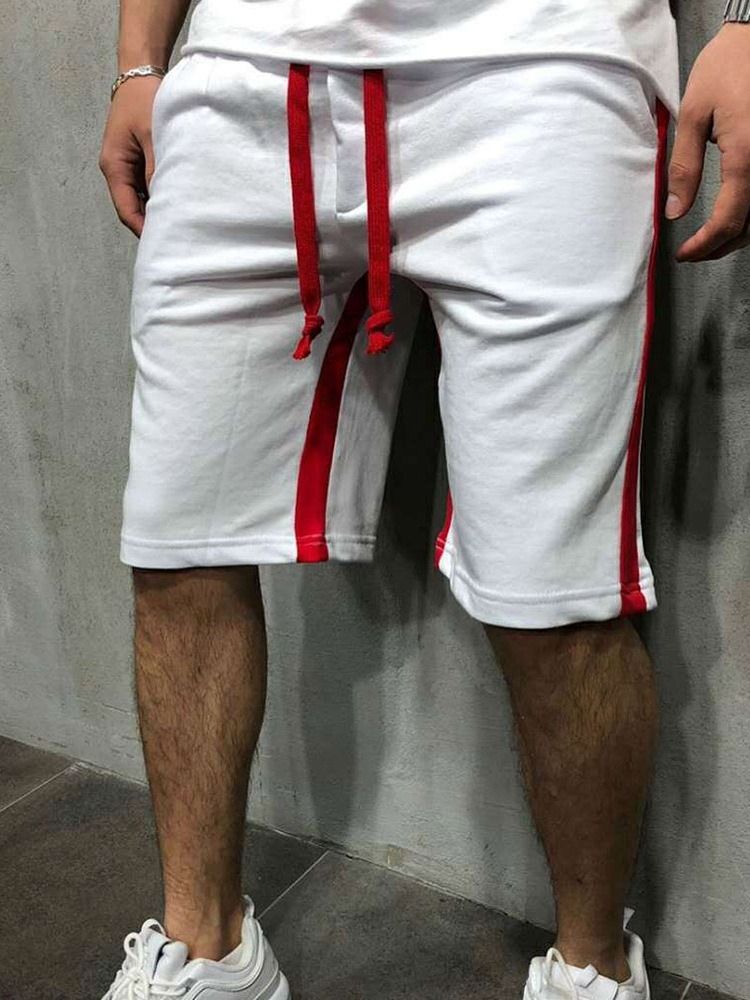 Short Décontracté À Lacets À Rayures Droites Et Taille Moyenne Pour Hommes