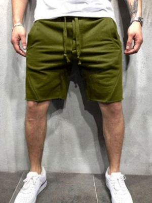 Short Décontracté Uni À Lacets Pour Hommes