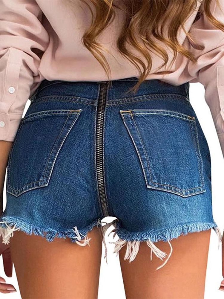 Short Pour Femme En Jean Déchiré Uni