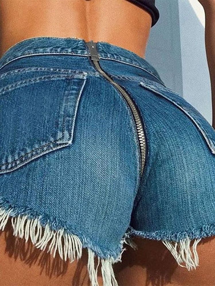 Short Pour Femme En Jean Déchiré Uni