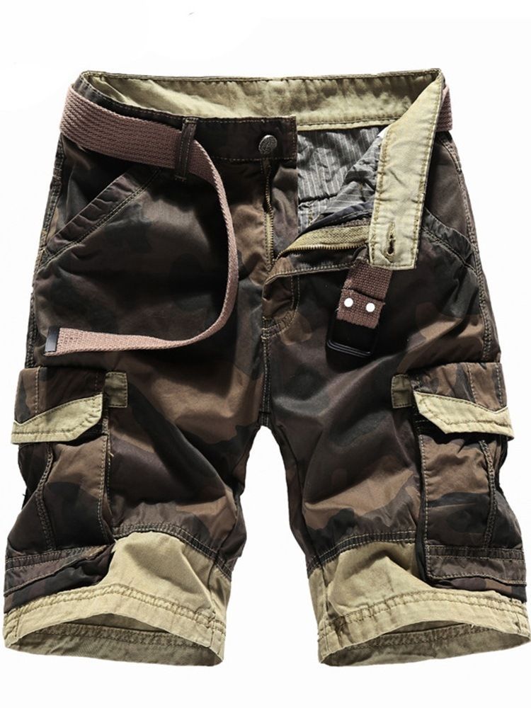 Short À Glissière À Taille Moyenne Et Poche Droite Camouflage Pour Hommes