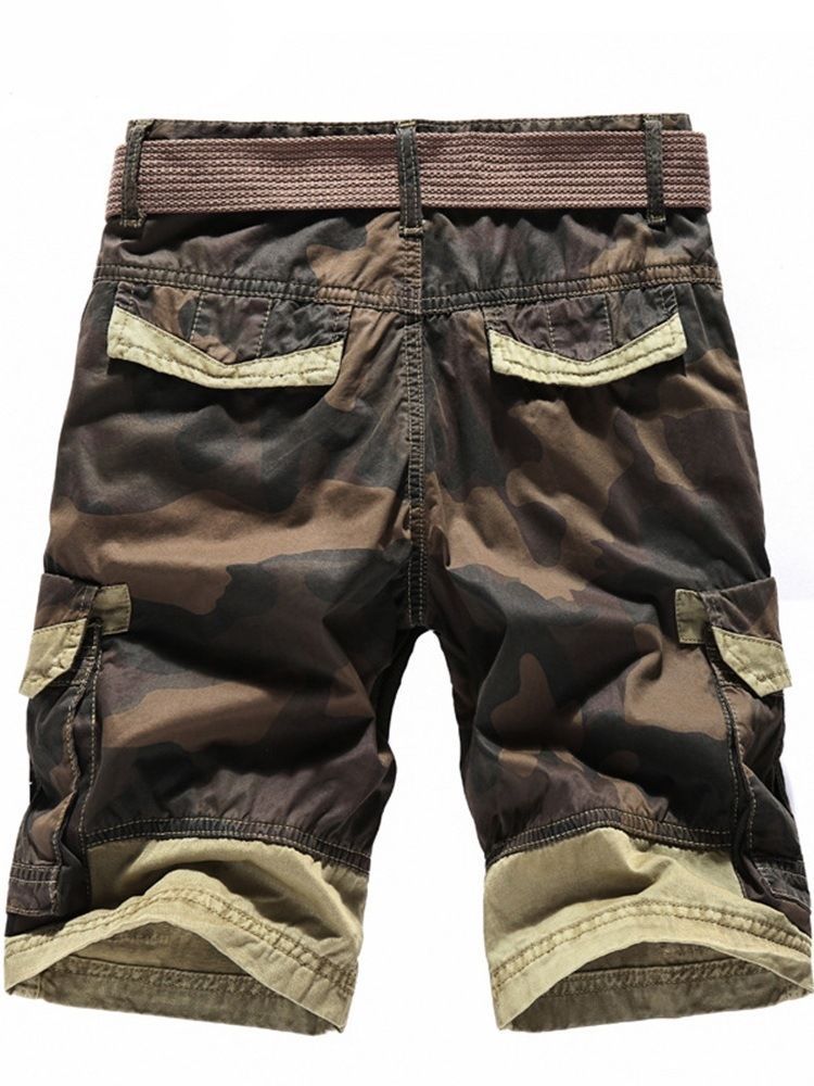 Short À Glissière À Taille Moyenne Et Poche Droite Camouflage Pour Hommes