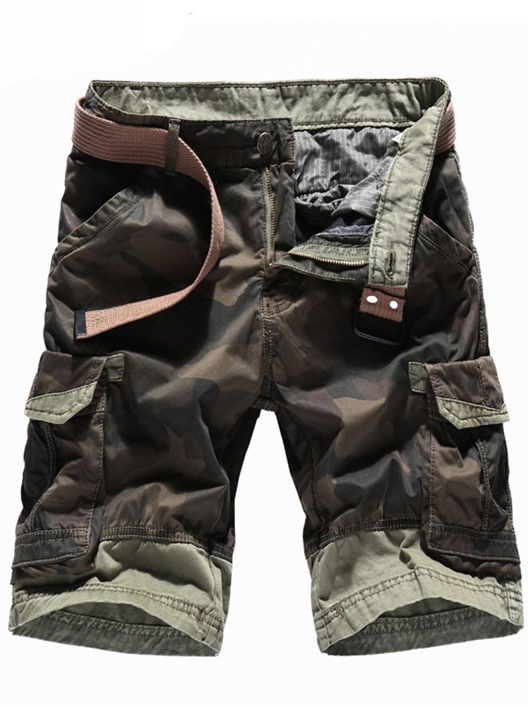 Short À Glissière À Taille Moyenne Et Poche Droite Camouflage Pour Hommes