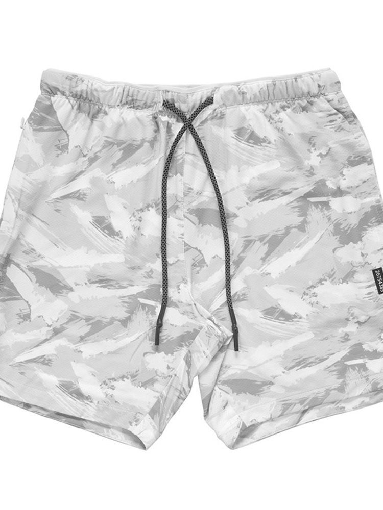 Short Pour Hommes Décontracté À Taille Moyenne Et Imprimé Camouflage