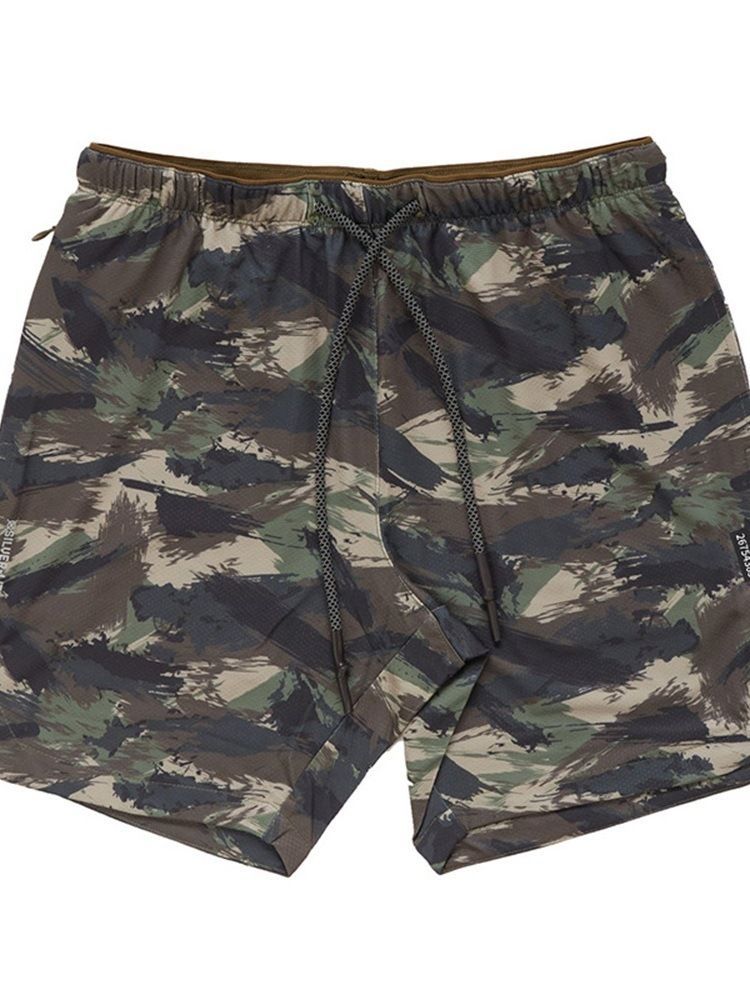 Short Pour Hommes Décontracté À Taille Moyenne Et Imprimé Camouflage