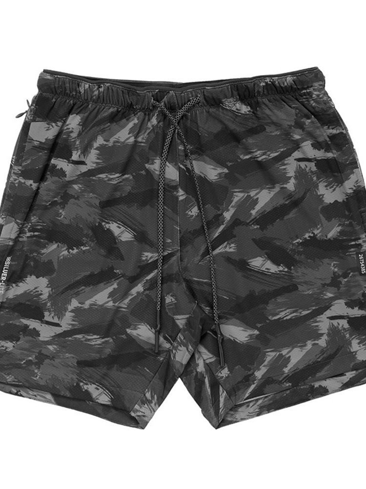 Short Pour Hommes Décontracté À Taille Moyenne Et Imprimé Camouflage