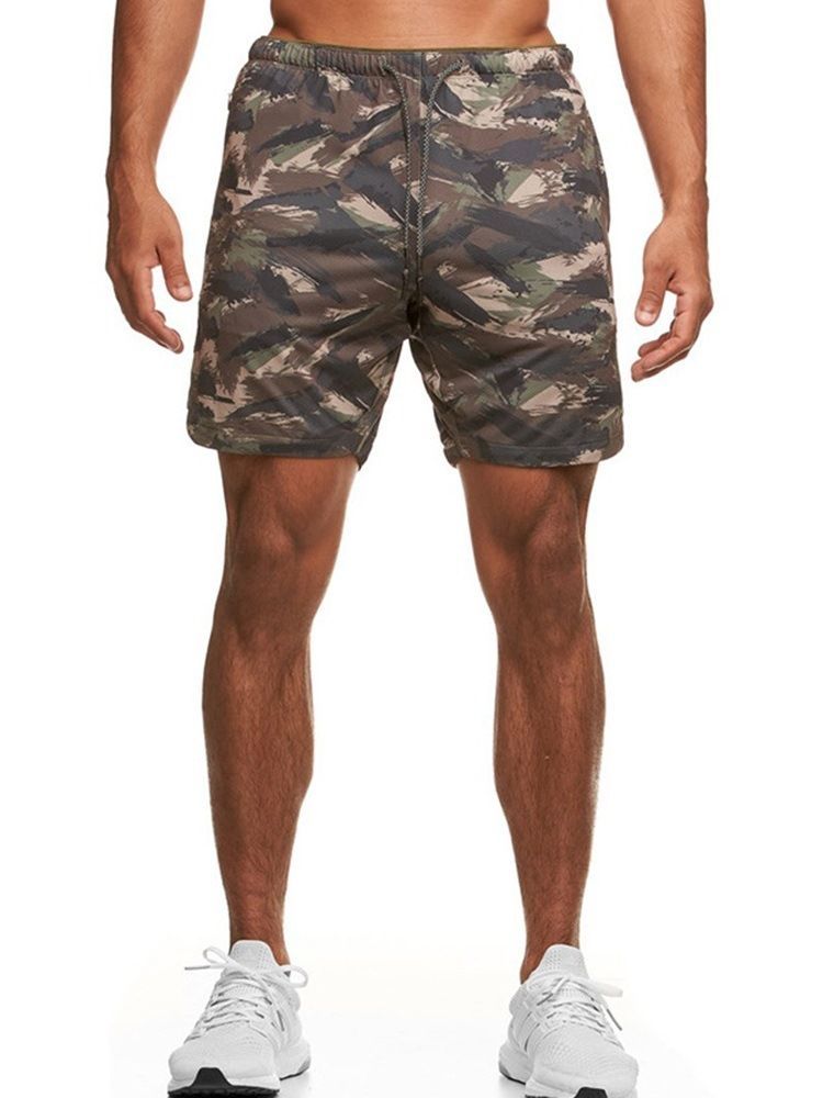 Short Pour Hommes Décontracté À Taille Moyenne Et Imprimé Camouflage