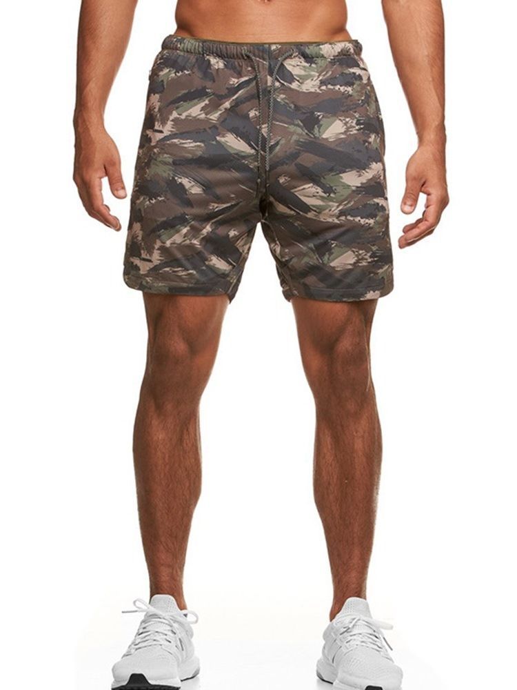 Short Pour Hommes Décontracté À Taille Moyenne Et Imprimé Camouflage