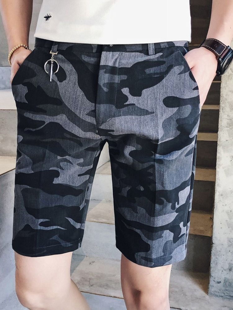 Short Pour Hommes À Fermeture Éclair Camouflage Droite