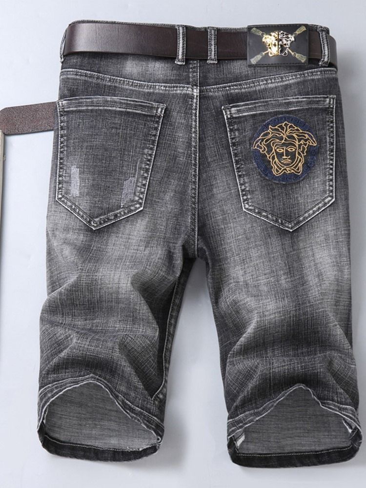 Short En Jean Coréen À Taille Moyenne Et Bouton Droit Fin Pour Hommes