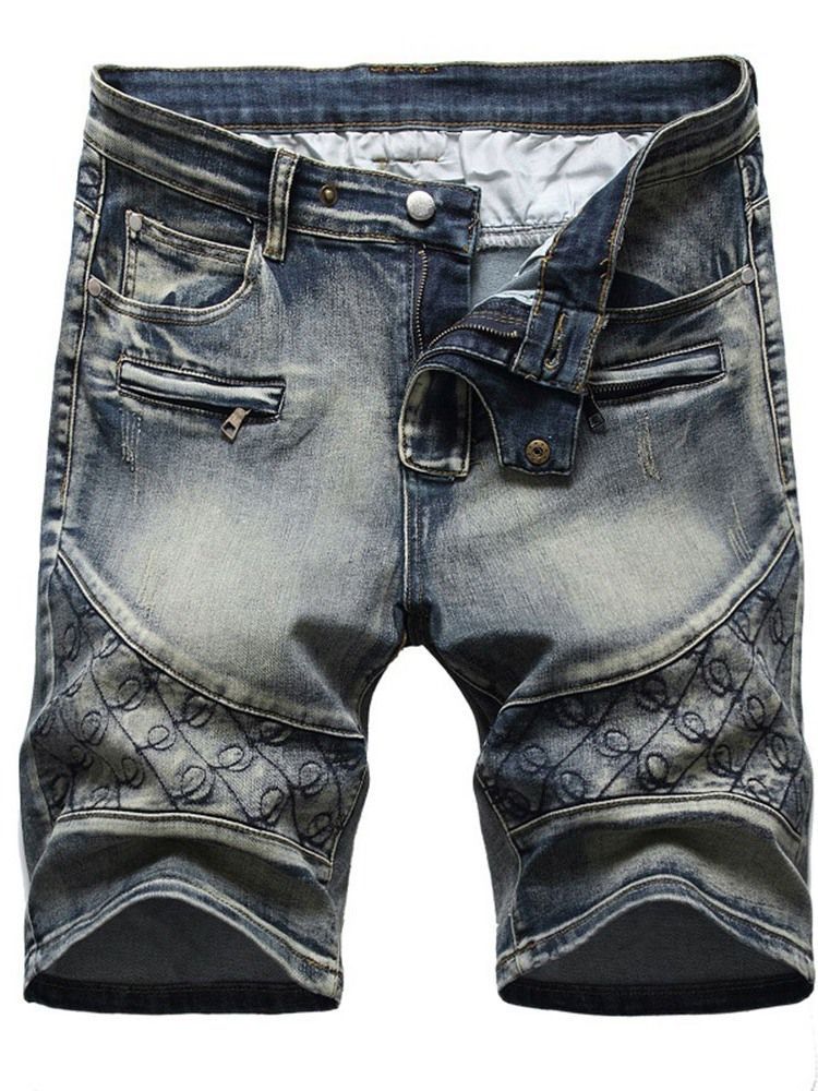 Short En Jean Décontracté Avec Poche Droite Et Fermeture Éclair Pour Hommes