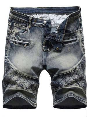 Short En Jean Décontracté Avec Poche Droite Et Fermeture Éclair Pour Hommes