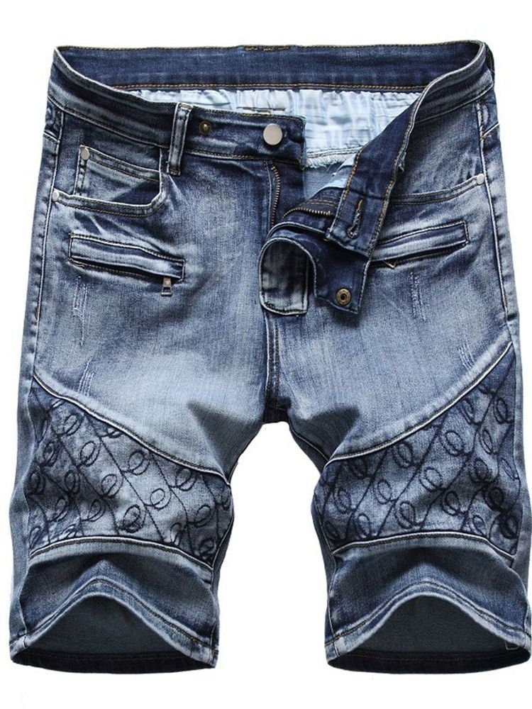 Short En Jean Décontracté Avec Poche Droite Et Fermeture Éclair Pour Hommes