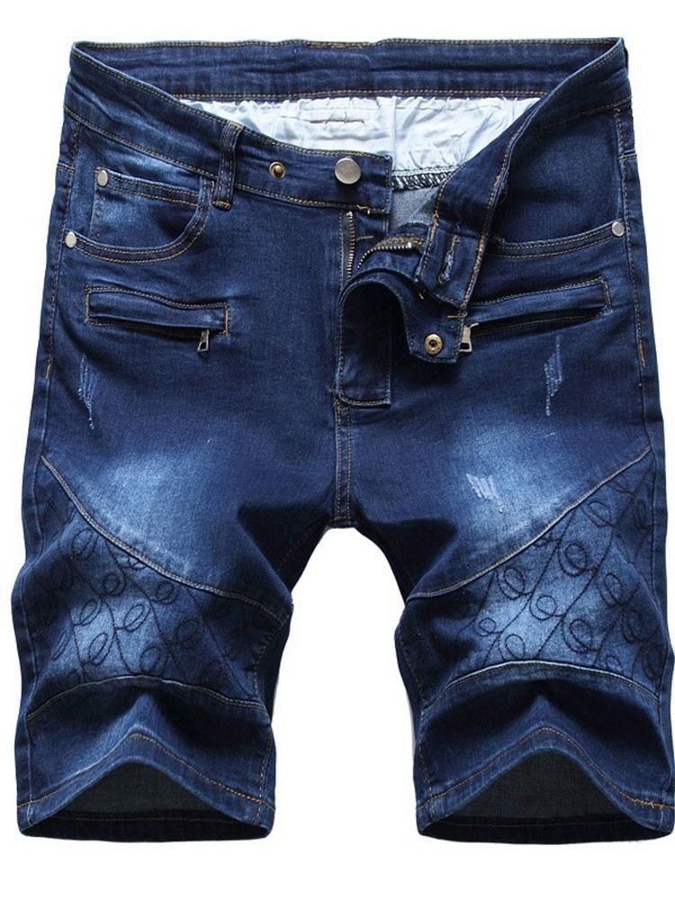 Short En Jean Décontracté Avec Poche Droite Et Fermeture Éclair Pour Hommes