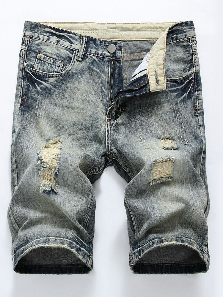 Short En Jean Européen À Taille Moyenne Pour Hommes