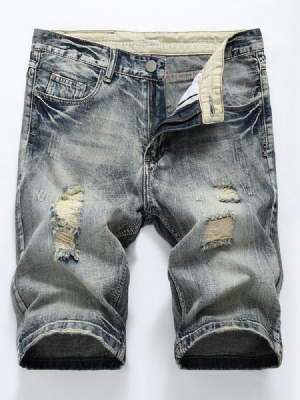 Short En Jean Européen À Taille Moyenne Pour Hommes