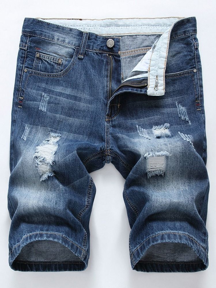 Short En Jean Européen À Taille Moyenne Pour Hommes