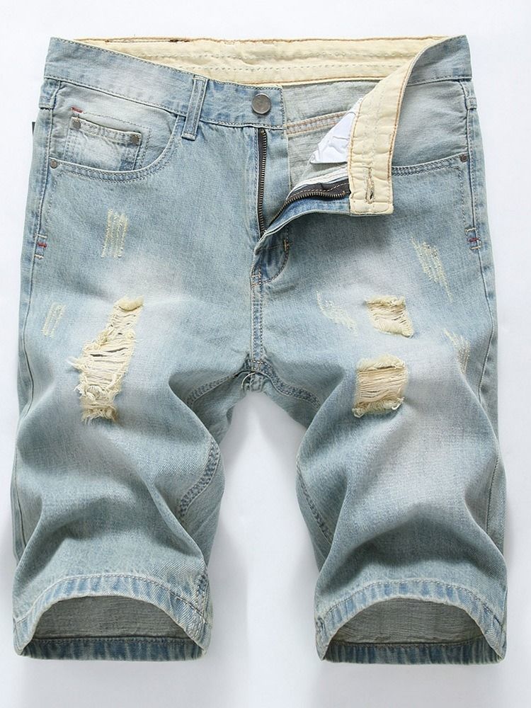 Short En Jean Européen À Taille Moyenne Pour Hommes