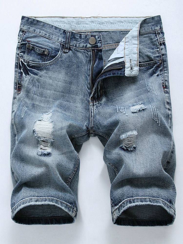 Short En Jean Européen À Taille Moyenne Pour Hommes