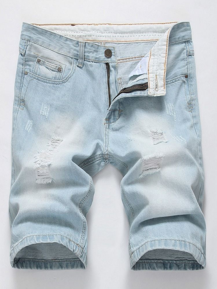 Short En Jean Européen À Taille Moyenne Pour Hommes