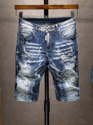 Short En Jean Hip Hop À Glissière Droite Pour Hommes