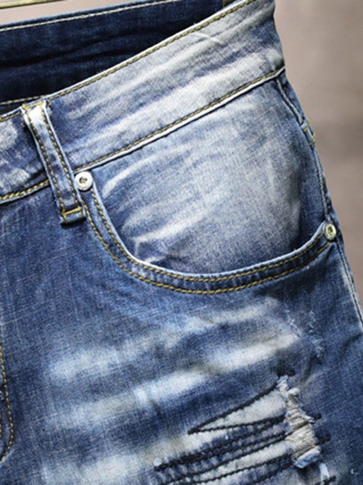 Short En Jean Hip Hop À Glissière Droite Pour Hommes