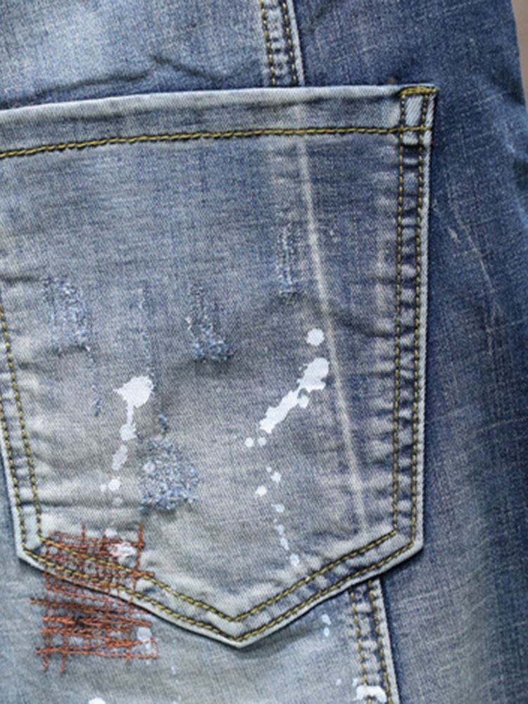 Short En Jean Hip Hop À Glissière Droite Pour Hommes