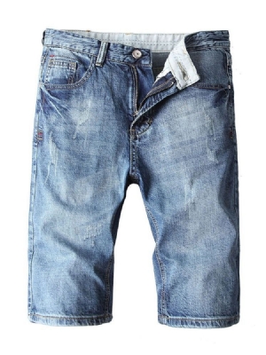 Short En Jean Pour Hommes Avec Fermeture À Glissière Droite À Boutons