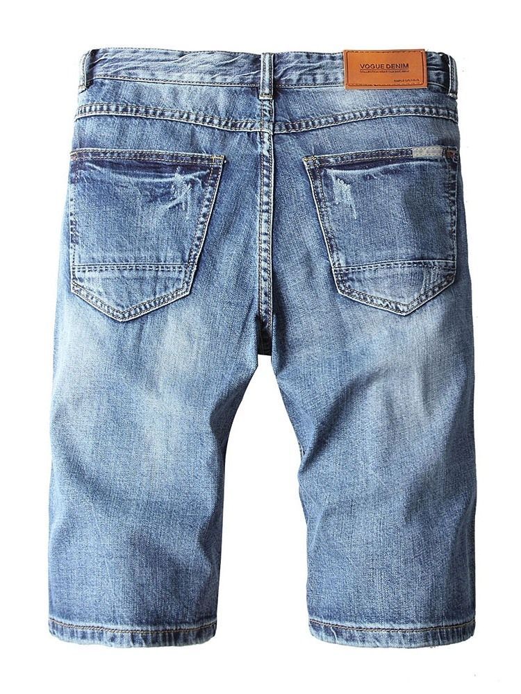 Short En Jean Pour Hommes Avec Fermeture À Glissière Droite À Boutons