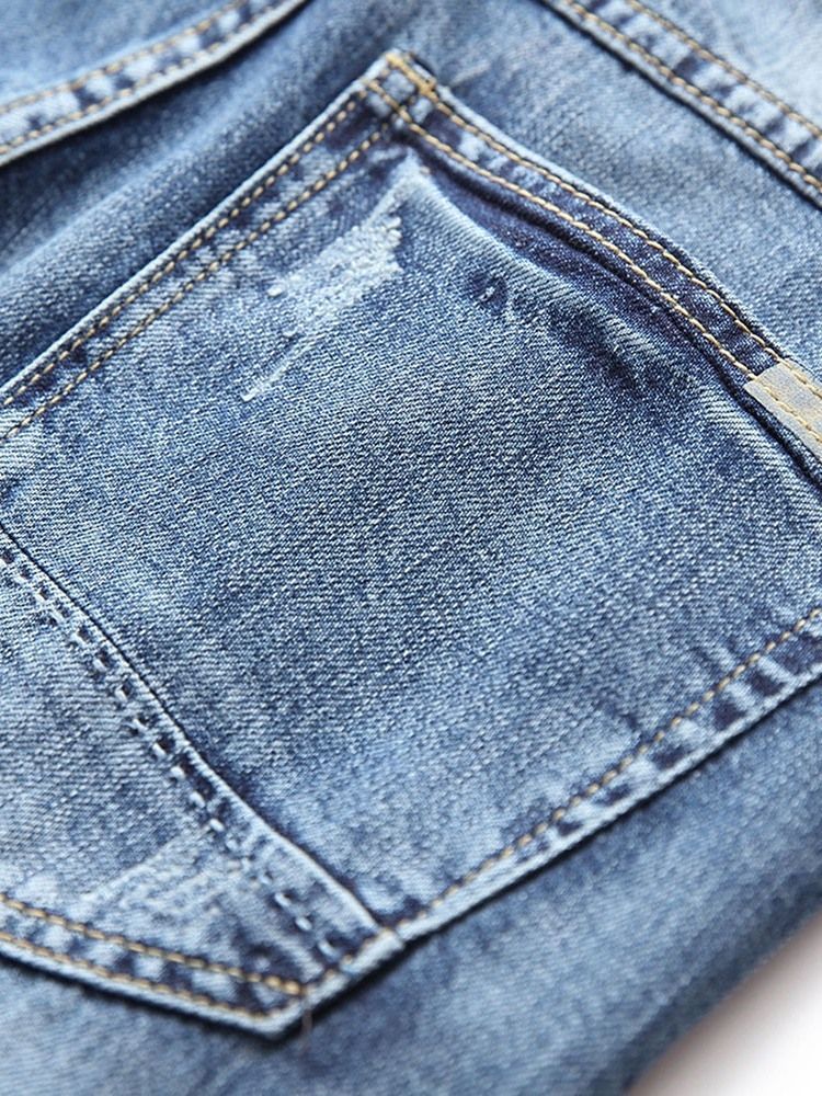 Short En Jean Pour Hommes Avec Fermeture À Glissière Droite À Boutons