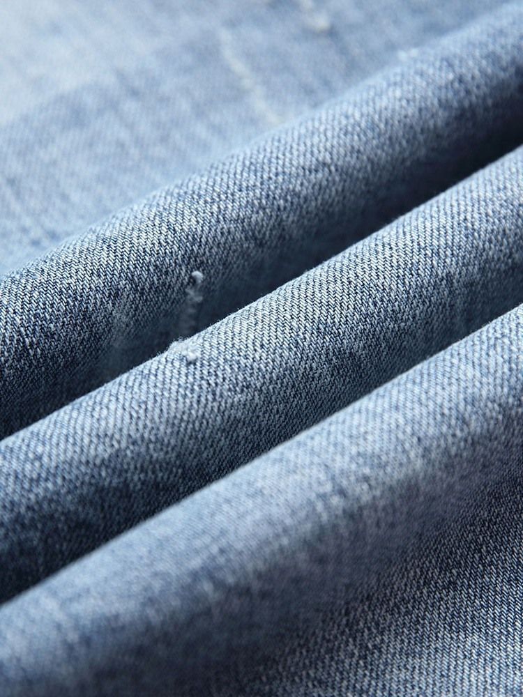 Short En Jean Pour Hommes Avec Fermeture À Glissière Droite À Boutons