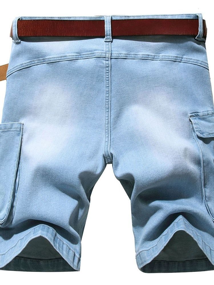 Short En Jean Pour Hommes À Fermeture Éclair À Taille Moyenne