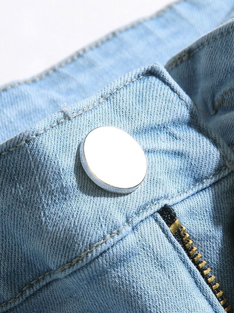 Short En Jean Pour Hommes À Fermeture Éclair À Taille Moyenne