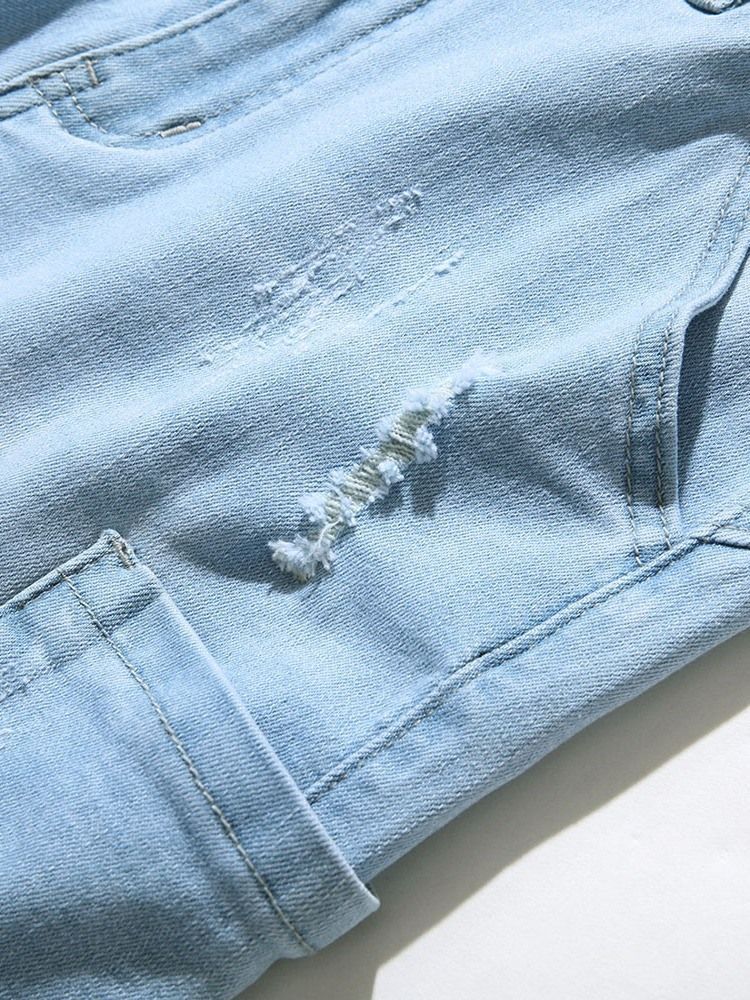 Short En Jean Pour Hommes À Fermeture Éclair À Taille Moyenne