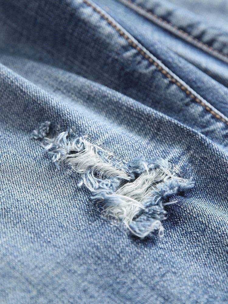 Short En Jean À Poche Droite Et Fermeture Éclair Pour Hommes