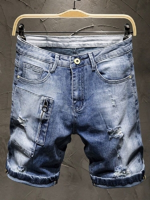 Short En Jean À Poche Et Fermeture Éclair Pour Hommes