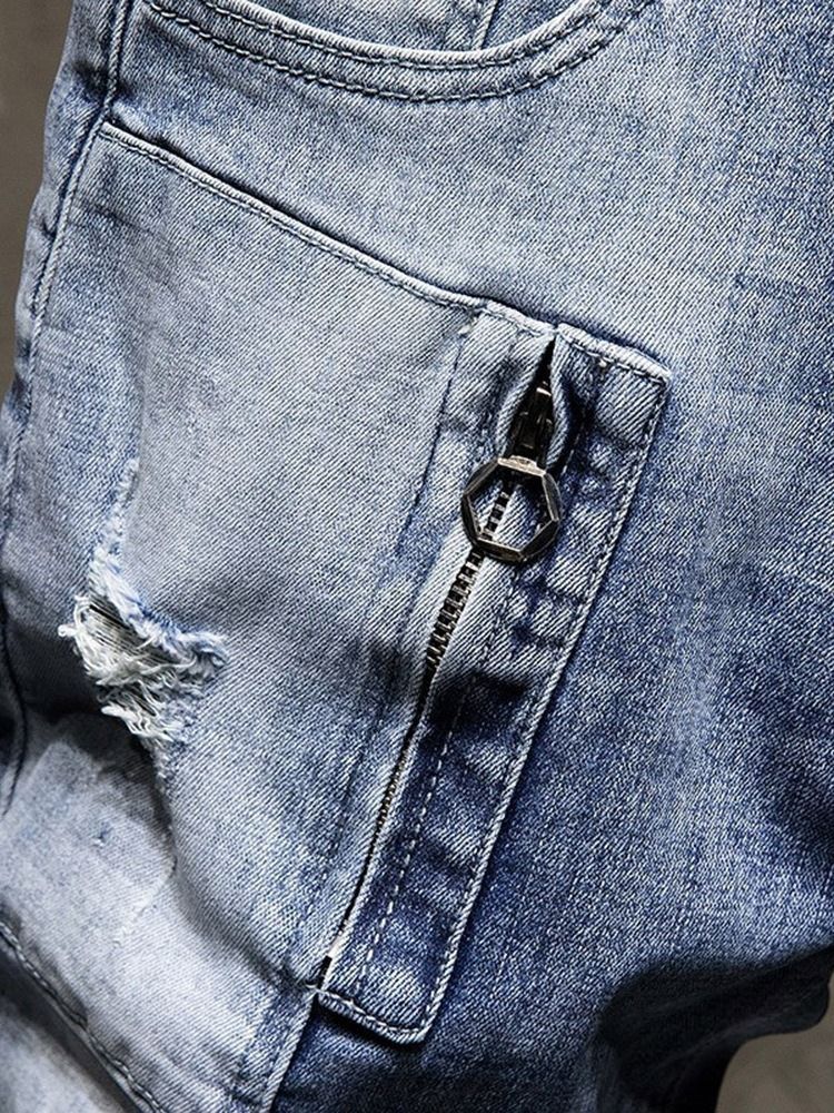 Short En Jean À Poche Et Fermeture Éclair Pour Hommes