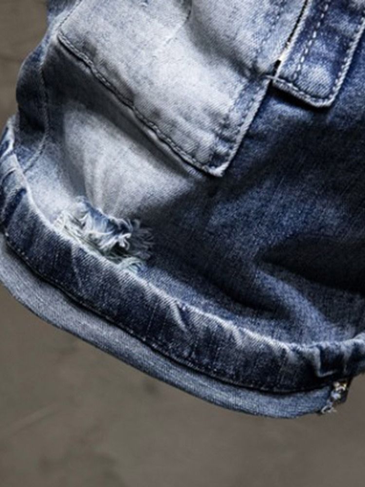 Short En Jean À Poche Et Fermeture Éclair Pour Hommes