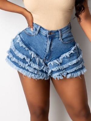 Short En Jean Slim Patchwork Pour Femme