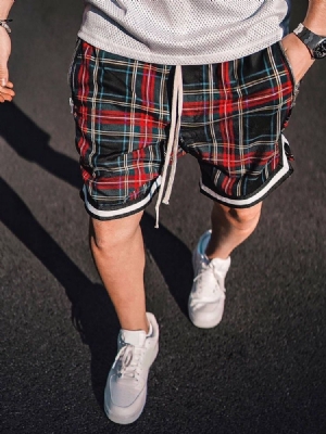 Short À Lacets Décontracté À Carreaux Pour Hommes