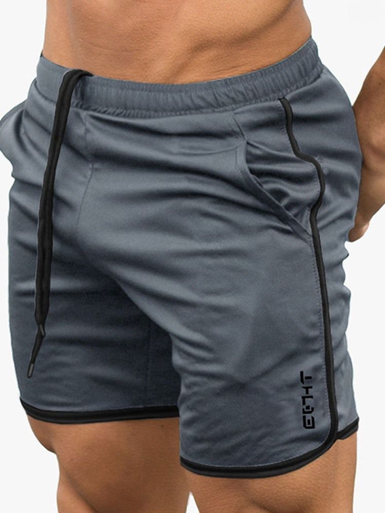 Short À Lacets Décontracté Uni Avec Poche Pour Hommes