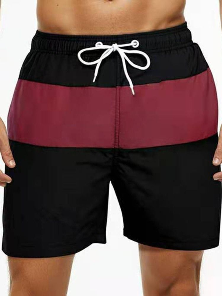 Short À Lacets Droit À Taille Moyenne Pour Hommes