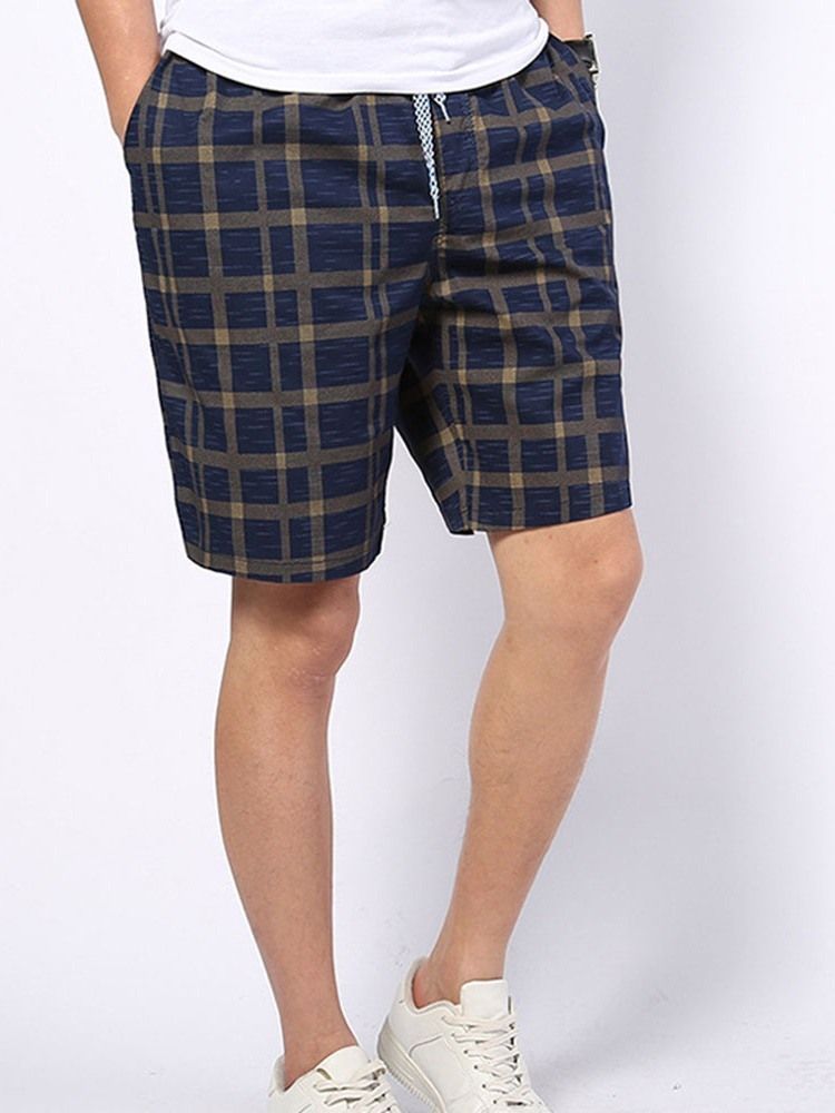 Short À Lacets Pour Hommes À Taille Moyenne Et À Carreaux