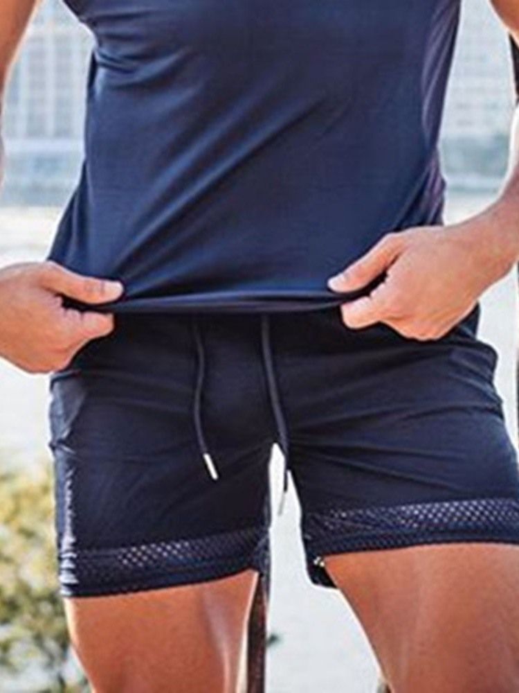 Short À Lacets Mince Et Décontracté À Taille Moyenne Pour Hommes