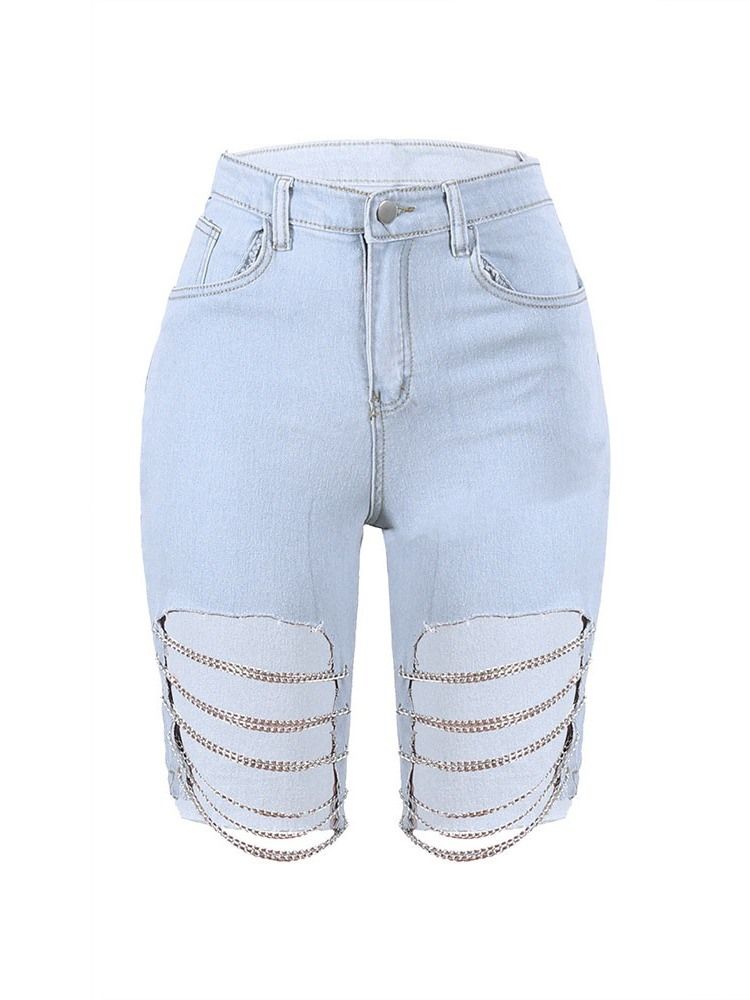 Short Skinny Uni À Chaîne Asymétrique Pour Femme