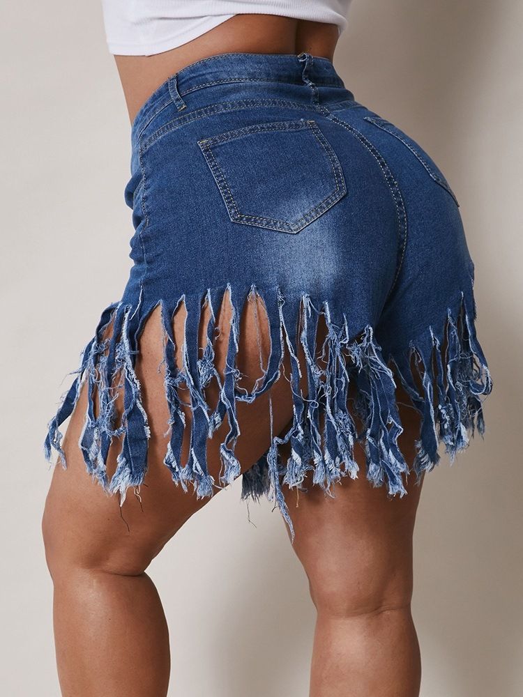 Short Slim À Fermeture Éclair À Jambes Larges Et À Pompons Pour Femmes