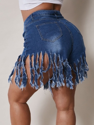 Short Slim À Fermeture Éclair À Jambes Larges Et À Pompons Pour Femmes