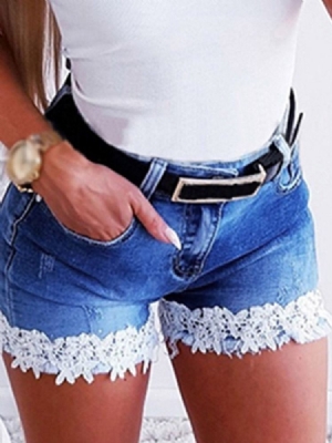 Short Slim Patchwork Zippé Pour Femme